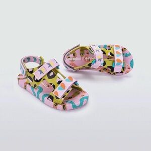 Mini Melissa Pink and Yellow Kids Sandals - size toddler 8 / EU 24